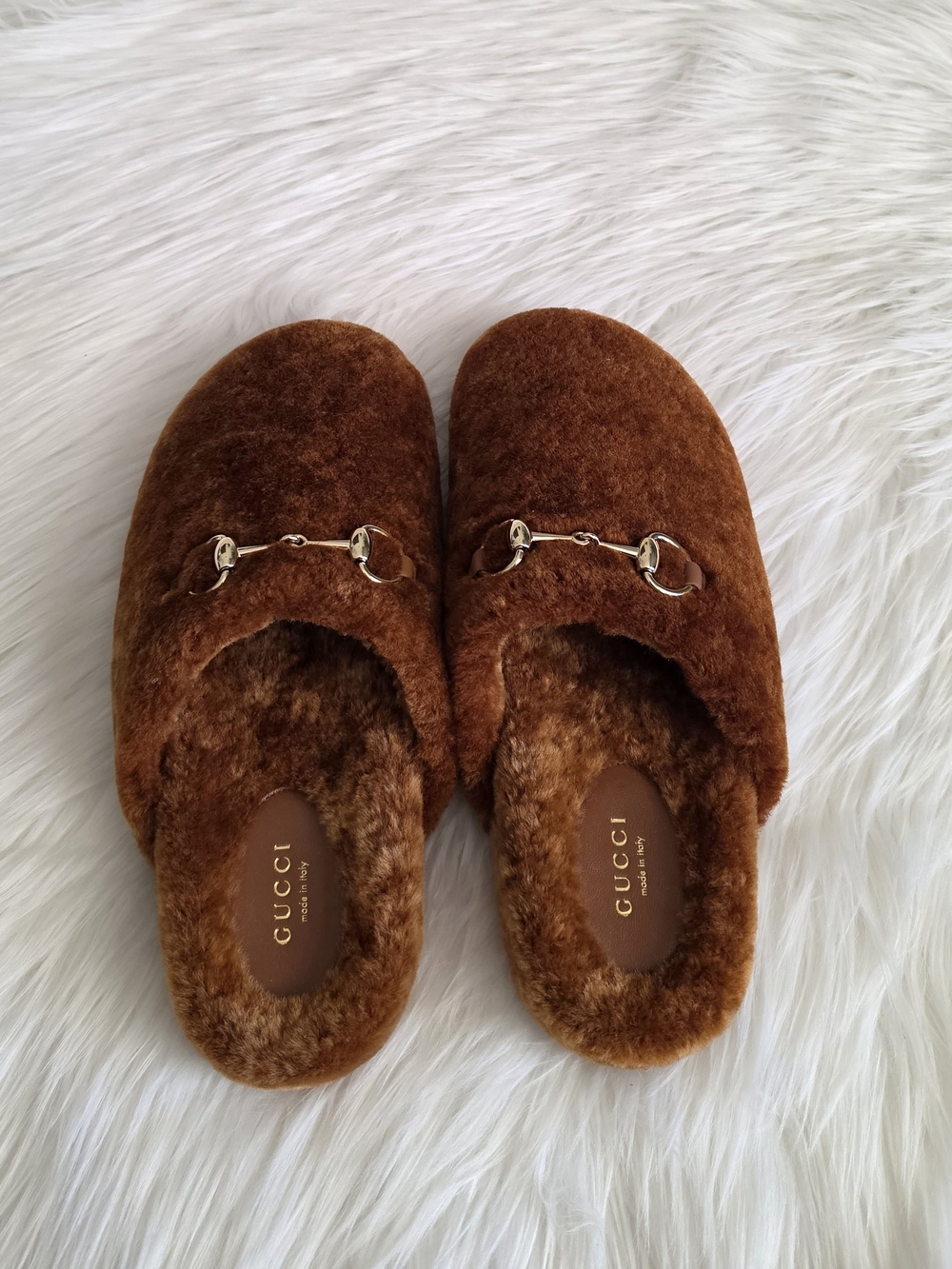 Gucci Horsebit Shearling Mules - Picture 2 of 5